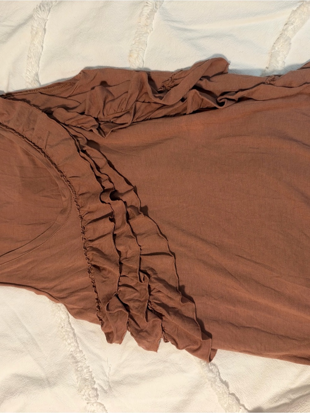 LOFT Brown Ruffle Tank Top